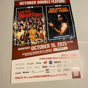 Movie Poster: The Warriors & Escape from New York classic double feature 80’s